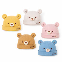 Bonnet en velours côtelé pour bébé et tout-petit avec oreilles d'ours 3D, broderie mignonne, doux et chaud, style docker, pour la protection solaire en extérieur