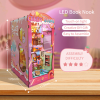 CAYI chérie histoire rose livre Nook Kit fait à la main artisanat maison de poupée serre-livres bricolage Miniature maison Booknook étagère insérer avec lumière