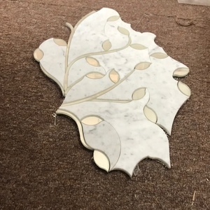 GGL Pedra Calacatta telha de mármore branco com Mixed Mirror Water Jet Acabamento Versátil Decoração para Quarto Cozinha Banheiro Hall - Product Image 4