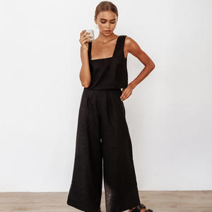 Conjunto de pijama de color sólido <span class=keywords><strong>para</strong></span> <span class=keywords><strong>mujer</strong></span>, Top corto sin mangas, ropa de dormir <span class=keywords><strong>para</strong></span> <span class=keywords><strong>mujer</strong></span>, ropa de dormir transpirable de alta calidad - Product Image 2