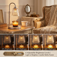Lampe chauffe-bougie sans flamme, design sûr pour animaux et enfants, abat-jour en verre gaufré en forme de grille, pour la décoration de la table basse du salon familial