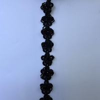 Ruban de dentelle perlée dorée 1,5 cm avec fleurs, strass et perles, noir et blanc, pour la couture de vêtements DIY, vente en gros