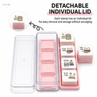 Tampon auto-encreur 6-en-1 motif animaux de dessin animé, mini-scelle portable pour l'évaluation des devoirs des élèves, les journaux et les albums de scrapbooking