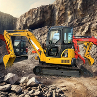 Mini-excavatrice sur chenilles d'occasion de marque japonaise, modèle PC55 de 5,5 tonnes, avec cabine, fabriquée en Chine