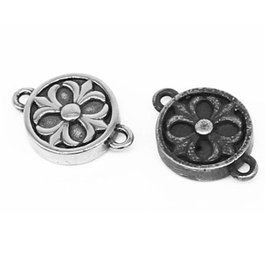 Composants de bijoux ronds en acier inoxydable yunnique avec motif Fleur de Lys pour la fabrication de bracelets, 12 mm, style rétro - Product Image 5