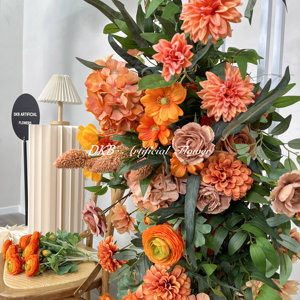 ชุดดอกไม้ทำจากผ้าไหมเทียมสีส้มอุปกรณ์ตกแต่งงานแต่งงานงานปาร์ตี้ออกแบบได้ตามต้องการ - Product Image 6