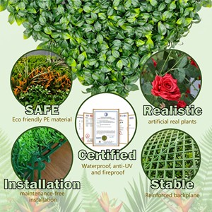 S-019 100x100cm trang trí nội thất PE nhân tạo thực vật Tường Bảng điều khiển gỗ Hoàng Dương hàng rào hoa dọc vườn - Product Image 4