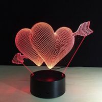 Lampe de nuit 3D en forme de cœur, cadeau de Noël ou de Saint-Valentin, lampe LED RVB pour la maison et la chambre à coucher