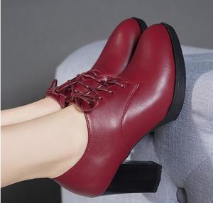 2025春秋新款单鞋高跟天鹅绒深口软底工作鞋女皮靴 - Product Image 6