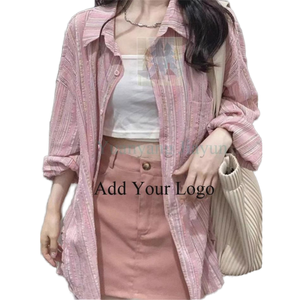 Camisa Larga de Mujer con Logo Frontal, Estilo Europeo Americano, a Cuadros, Casual, Nueva Colección Otoño 2025 - Product Image 2