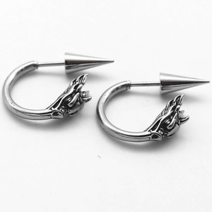 yunnique Pendientes de aro con cabeza de dragón de acero de titanio para fiesta unisex - Product Image 5