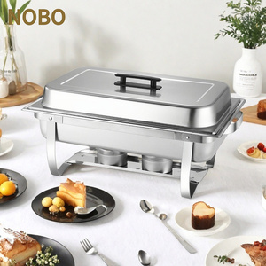 4パック8Lチャフィング皿ビュッフェステンレス鋼食品ウォーマーセット長方形ビュッフェサーバー折りたたみフレーム付き - Product Image 5