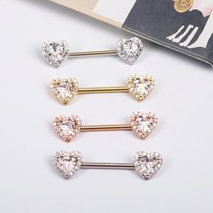 À la mode mamelon <span class=keywords><strong>Piercing</strong></span> cristal coeur mamelon Brbell anneau en acier inoxydable bijoux mode <span class=keywords><strong>Piercing</strong></span> pour femmes hommes - Product Image 3