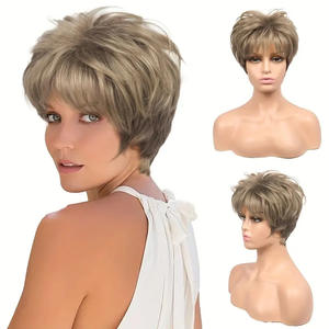 Peluca recta y rizada corta para <span class=keywords><strong>mujer</strong></span> europea americana, <span class=keywords><strong>pelo</strong></span> Bob esponjoso <span class=keywords><strong>Natural</strong></span> juvenil, gorro pequeño para la moda transfronteriza de <span class=keywords><strong>Amazon</strong></span> - Product Image 3