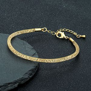 Woven Mesh Metal <b>Bracelet</b> Gold 18cm <b>Adjustable</b> Chain Fashion Simple Bangle Jewelry Gift - Product Image 1