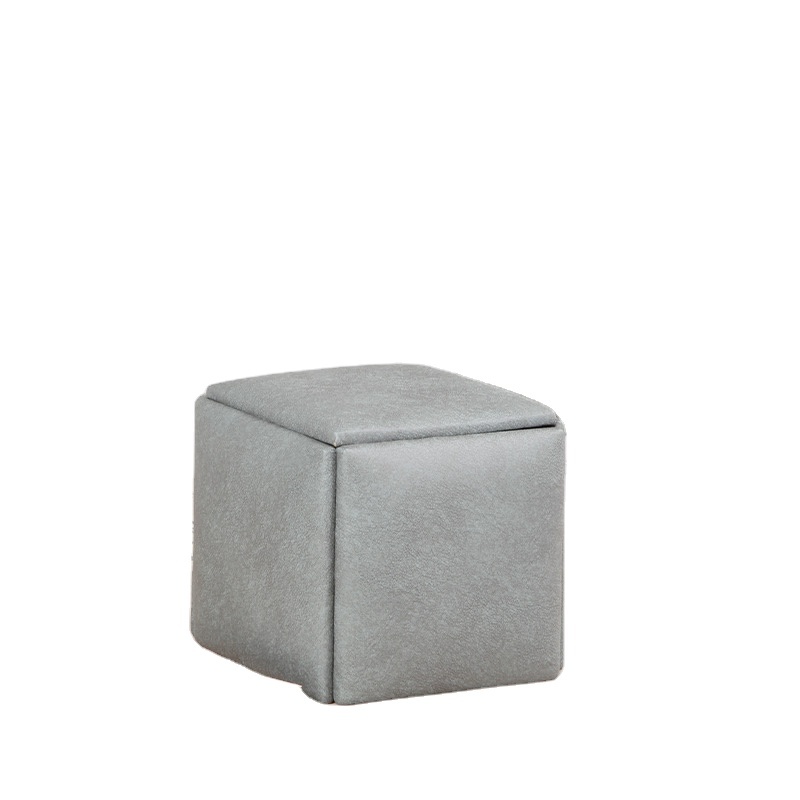 PU saving space smart furniture five in one hidden leisure pouf leather chair storage ottoman stool