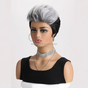 Perruque complète synthétique pour <span class=keywords><strong>femme</strong></span>, <span class=keywords><strong>cheveux</strong></span> courts, gris argenté, vente en gros du fabricant - Product Image 3