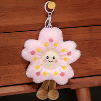 Nouveau Sakura fleur en peluche porte-clés visage souriant mignon rose moelleux suspendu ornement Kawaii soulagement du Stress peluche pour sacs sac à dos