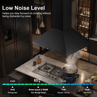 Penghisap Asap Dapur 30 inci 800CFM 3 Kecepatan, 65dB Hitam dengan Filter Baffle 2 Lapis, Kontrol Sentuh/Gerakan Tanpa Saluran