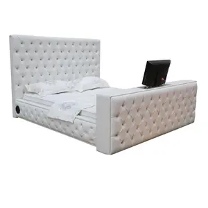 High quality modern bedroom bed with tv in footboard