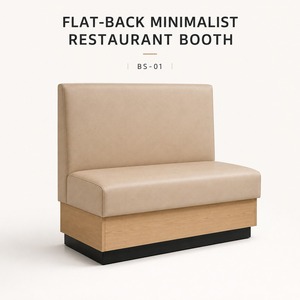 Asiento individual tapizado beige moderno para restaurante, sofá de café con respaldo plano y base de madera, mobiliario de comedor para hospitales en China. - Product Image 2