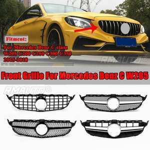 Grille de radiateur de pare-chocs avant style Diamond/GTR/AMG/C63S pour Mercedes Benz Classe C W205 C200 C250 C300 C350 2015-2018 - Product Image 1