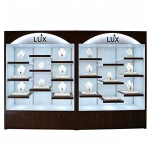 Vitrine de présentation de montres en bois élégante LUX avec éclairage LED, porte en verre écologique, design boutique, comptoir à bijoux - Product Image 3