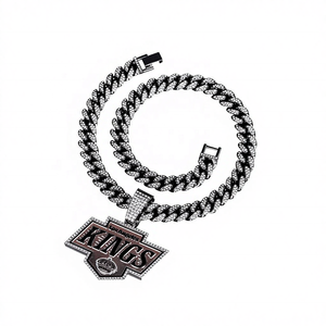 Kalung Liontin Juara NHL Los Angeles Kings, Rantai Cuban Link Berlapis Perak, Gaya Hip-hop, Dijual Pabrik - Product Image 2