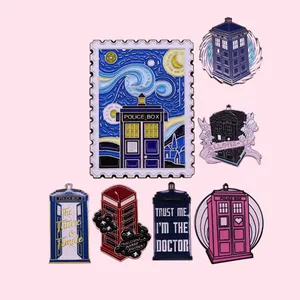 Stan Telepon Dr Who Pin Kotak Sci-fic Starry Enamel Pin Mesin Lencana Lapel Bros Pin Doctor Who