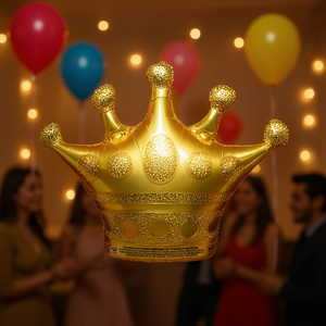 Globos Metálicos con Forma de Corona Dorada para Fiestas, 90x98 cm, Bolsa de 12 Unidades - Product Image 2