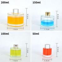Bouteilles en verre vides pour diffuseur de roseaux, à col serti à rayures verticales, plates et rondes