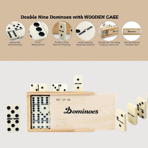 Chuyên Nghiệp Cổ Điển Trò Chơi Hội Đồng Quản Trị 55 Pcs 9 Đôi Chín Ngà <span class=keywords><strong>Dominoes</strong></span> <span class=keywords><strong>Set</strong></span> Domino <span class=keywords><strong>Set</strong></span> Với Hộp Bằng Gỗ Trường Hợp - Product Image 2
