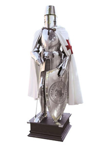 Armadura de Caballero, Traje Completo de Acero Hecho a Mano, Estilo Medieval, Grabado, Plateado/Dorado, Disfraz para Exhibición, Colección, Festival - Product Image 2