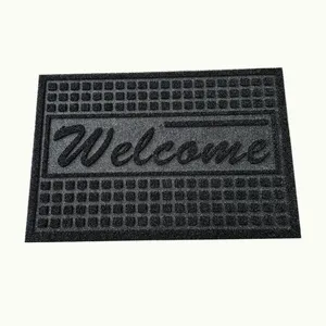 Non-skid Embossed Velour Polyester Rubber Entrance Door Mat