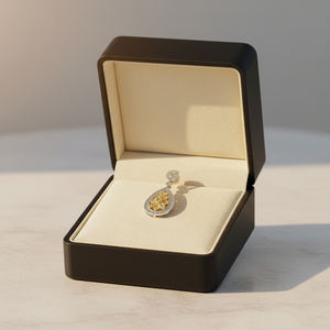 Proveedor de Hong Kong, Joyería Fina de Diseño Vintage Único y Elegante, Colgante de Diamante Natural con Corte Brillante en Oro Blanco y Amarillo Sólido de 18K - Product Image 4