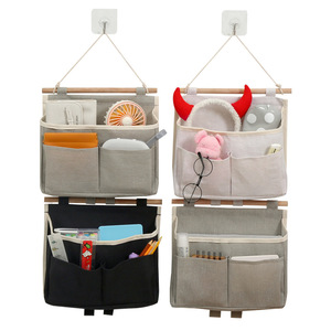 Sac de rangement mural, organisateur suspendu, rangement de chevet avec bâton en bois pour dortoir et maison - Product Image 5