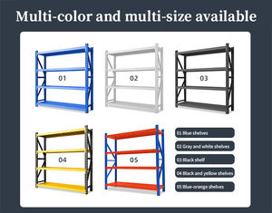 מדפי אחסון מתכת איכותיים מתכווננים בעלי 4 קומות, בעלי קיבולת של 200 ק\\\"ג, מצופים באבקה, מתוצרת HY הנמכרת ביותר. - Product Image 2