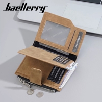 Dompet Pria Baru Baellerry Desain Klasik Dompet Pendek Lipat Tiga Dengan Kantong Koin Ber-resleting
