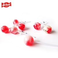 Krim rasa buah 2 in 1 bola rasa ganda bentuk dilapisi jumlah besar permen lolipop keras