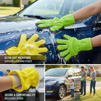 Guante de Lavado de Autos de Cinco Dedos, de Felpa, Chenilla y Microfibra Premium, Súper Absorbente