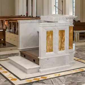Uniek Ontwerp Handgesneden Religieuze Kerksteen Heilige Preekstoel Tafel Grote Marmeren Ambo