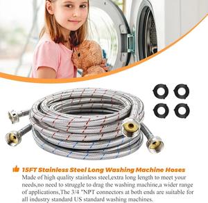 Manguera de Lavadora de Acero Inoxidable 304 Trenzada al Mejor Precio, 3/4'', Estándar Estadounidense, Manguera de Entrada a Prueba de Fugas - Product Image 4