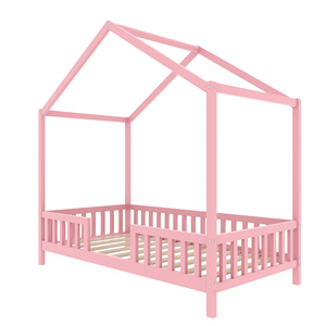 <span class=keywords><strong>Lit</strong></span> double pour tout-petits en forme de maison, <span class=keywords><strong>lit</strong></span> Montessori rose au sol avec baldaquin, adapté pour la chambre d'enfant, la crèche et la salle de jeux - Product Image 5