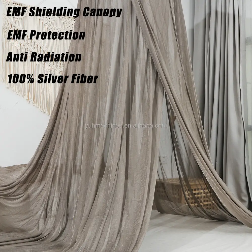 BLOCK EMF Circular Silver Mesh Fabric Bed Canopy Anti-Radiation and RFID Shielding Foldable Mosquito Net for Home Adults