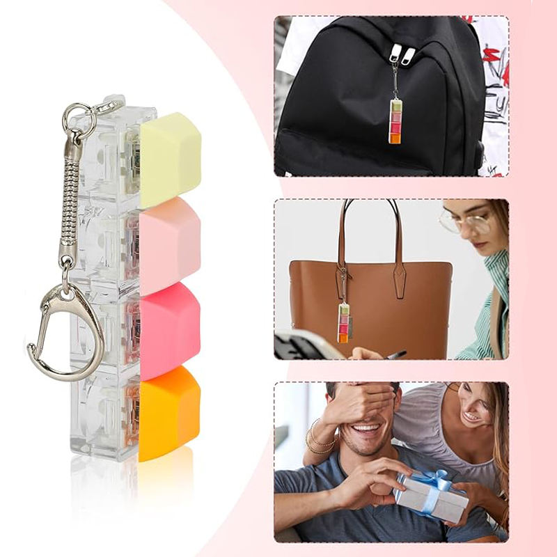 ASMR Fidget Keyboard Switch with Mechanical Click Sound Interactive Light-Up Keycap Plastic Keychain Fidget Keychains