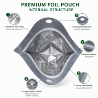Op maat bedrukte aluminiumfolie stand-up pouch, food grade Mylar zak voor chips en snacks, met hersluitbare zip.