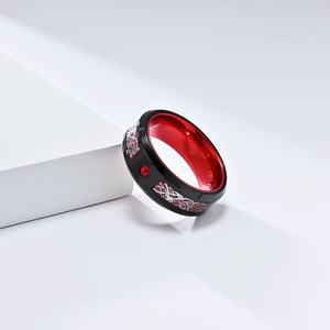 <b>Titanium</b> Steel Dragon Pattern <b>Ring</b> Blue Red Green Inlay Men's Jewelry Gift - Product Image 3