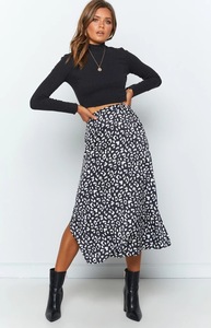 Coldker New Sexy Leopard Print Chiffon <strong>Split</strong> <strong>Skirt</strong> Casual Fashion Long <strong>Skirts</strong> for Women Spring Summer Zip Elegant Female <strong>Skirt</strong> - Product Image 3