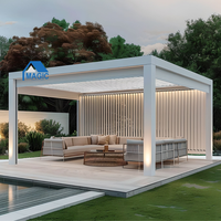 Pergola Bioclimatique Extérieure Motorisée en Aluminium avec Stores, Fabricants de Pergolas, Auvents, Gazebos, Pergola Extérieure en Aluminium à Lames Électriques