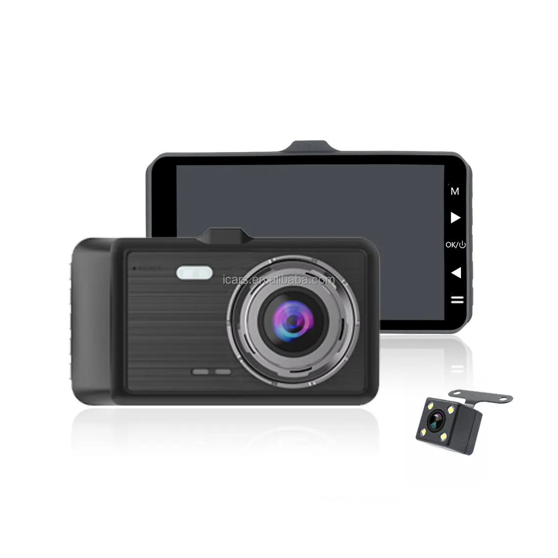 Yüksek kaliteli 4.0 inç dash kamera çift lens dvr kamera araba kara kutusu araba dvr'ı trafik video kaydedici cam lens